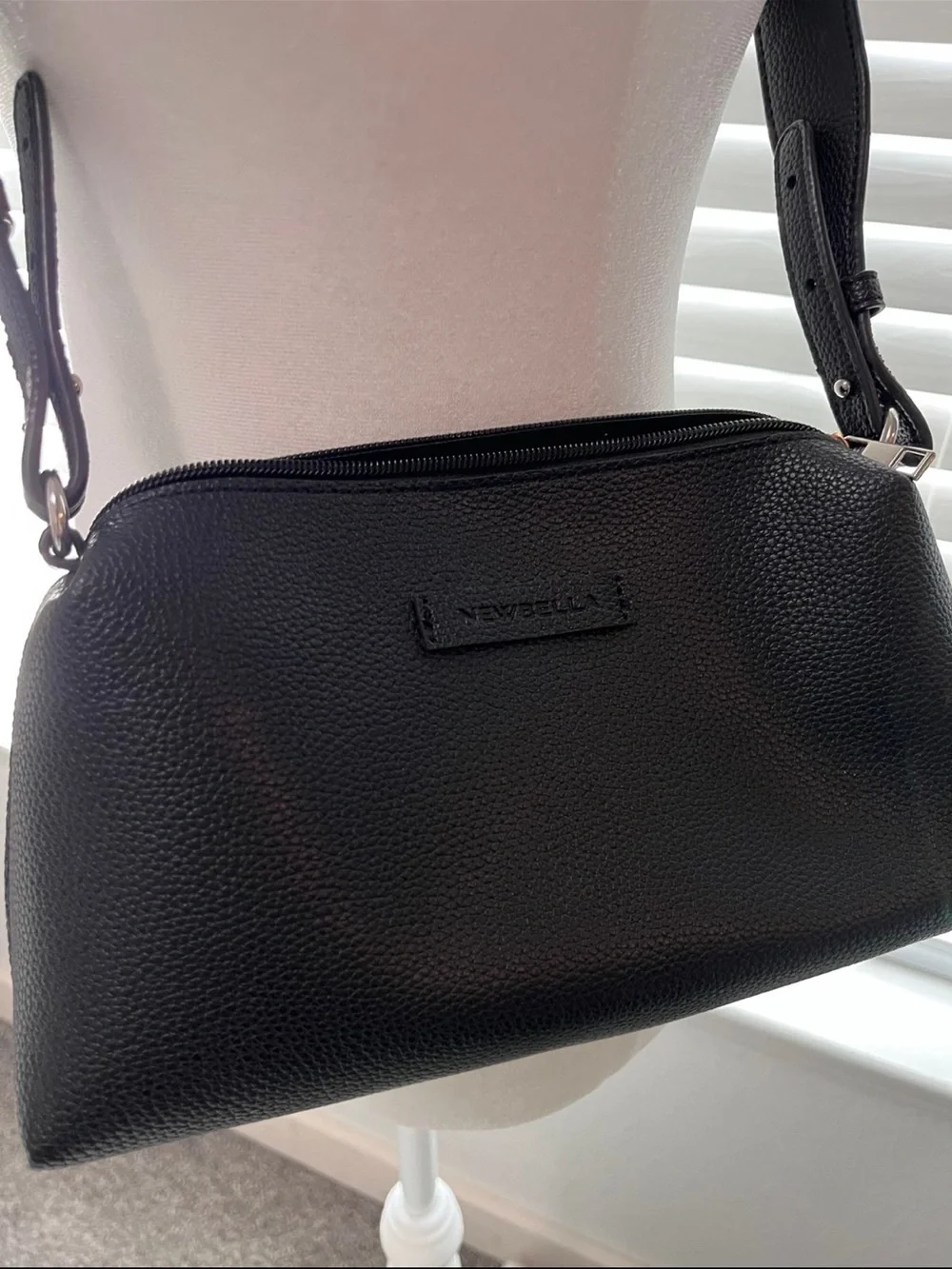 Newbella Black faux Leather Tote Bag with Detachable Strap